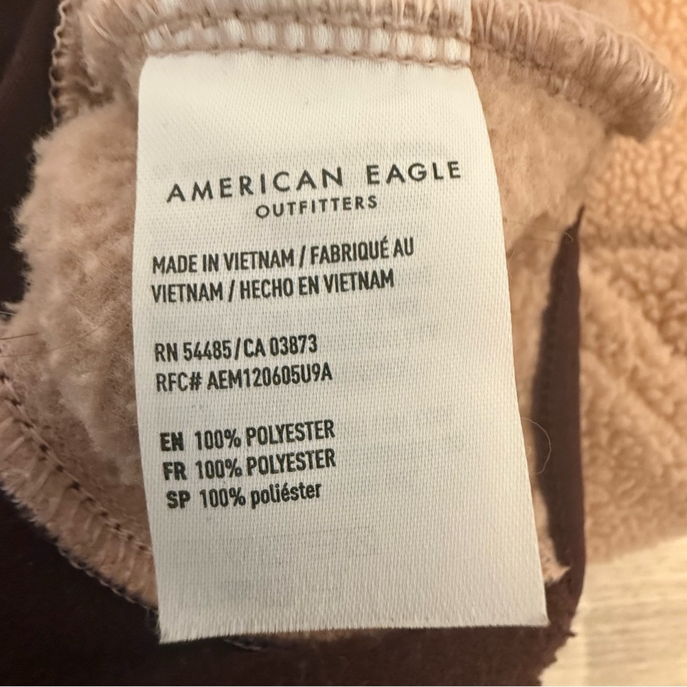 American Eagle Colorblock Sherpa Fleece Hoodie Half Zip — Size XS - Picture 6 of 7